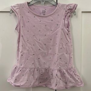 Baby Gap purple sparkly polka dot sleeveless peplum top 3T